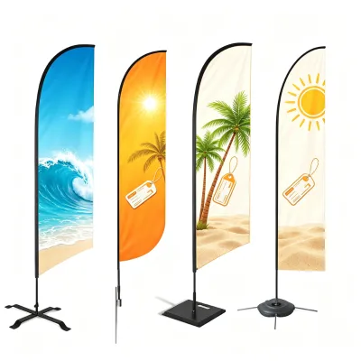 Any Logo Any Design Any Color 100% Polyester Single Double Sided Flying Feather Flag