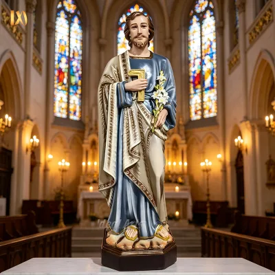 Painted Religious Fiberglass Saint Joseph Statue Sculpture for Church
