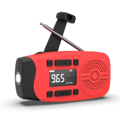 Solar-powered Hand-crank Radio Portable Power Bank, SOS Disaster Prevention Radio, FM/AM/WB USB Digital Display Emergency Radio