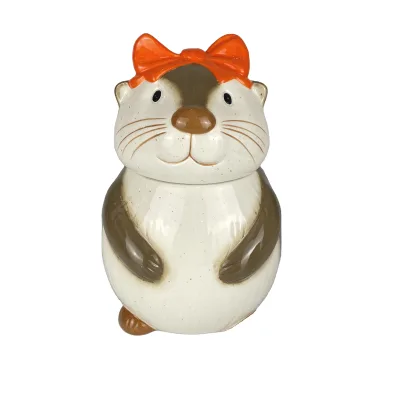 Creative Otter Cookie jar , Cute Cartoon Ceramic Cookie Jar , Kitchen Food Storage Jar with Lid