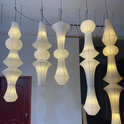 Japanese Vintage Large Rice Paper Lamp Chandelier Handmade Modern Home Decoration Pendant Hanging Lighting