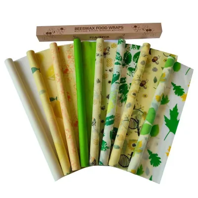 Microplastic-Free Healthy Reusable Cotton Fabric Food Grade Beeswax Roll Food Wrap
