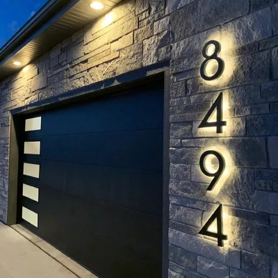 Waterproof 3D LED Exterior House Numbers Modern Hotel Room Door Plates Address Sign Backlit Signage Metal Outdoor Number Plaque