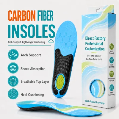 Since Custom Size Carbon Fiber Insoles Performance Shock Arch Supports Sports Orthotic Insoles Jumping Insoles for Men Women