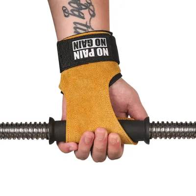 New Leather Gym Gloves Pull-ups Lifting Gymnastic Crossfit Anti-skid Belt Wraps Support Palm Protection Pads Fitness Accessories