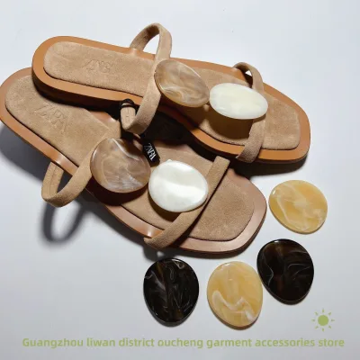 Two-tone Cloud Acrylic Shoe Buckle Plastic Flat Buckle From China for Threading Sandals Accessories in Four Colors