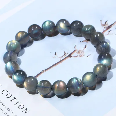 Natural Labradorit Stone Bracelet Women's Gray Moonstone Black Labradori Bracelet Crystal Colored Blue Light Multi Circle Gift