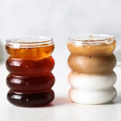 Rippled Glass Cocktail Cups Heat Resistant High Quality Glasses for Party Cold and Hot Drink Easy Clean Glass