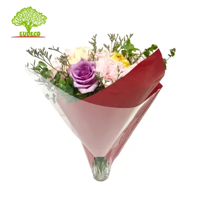 Kraft Paper PLA BOPP Material Plants Packaging  Double Bouquet Flower Sleeves