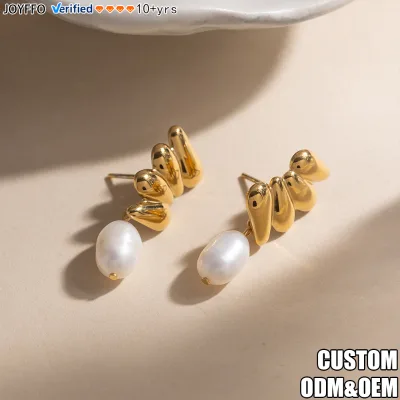 Top Quality Stainless Steel Earrings with Freshwater Pearl Pendant Earrings for Women