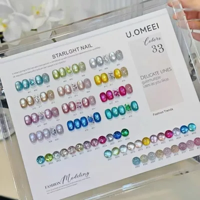 UOMEE 33 Colors Starlight Cat Eye Gel Nail Polish Set Shimmer Glitter Crystal Magnetic Gel Nail Polish Salon Manicure Wholesale