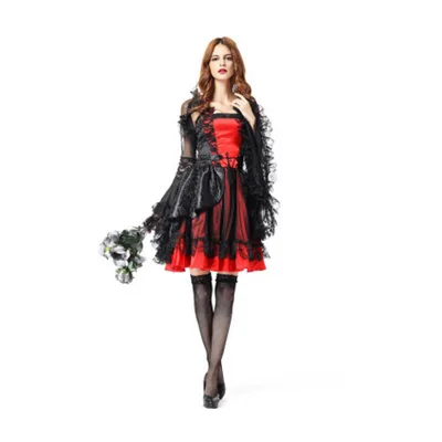 High Quality Party Fancy Dress Black Red Vampire Costume Dress Halloween Costume Cosplay
