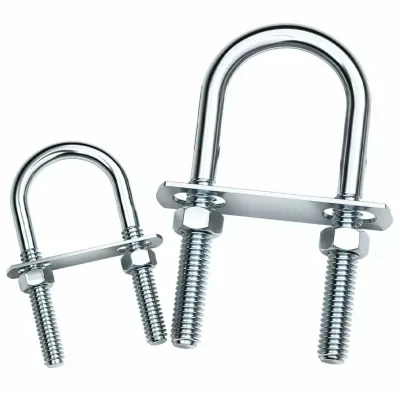 Stainless Steel Polished Metric U Bolted Exhaust Clamp 1 1/4 In. with Round Holes and 5/16 In. U-Bolt for Medical Use