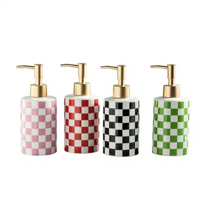 Light Luxury Popular Hand Soap Body Wash Shampoo Conditioner Hotel Dispensing Pump Bottles Household Lotion Plaid Design No Logo
