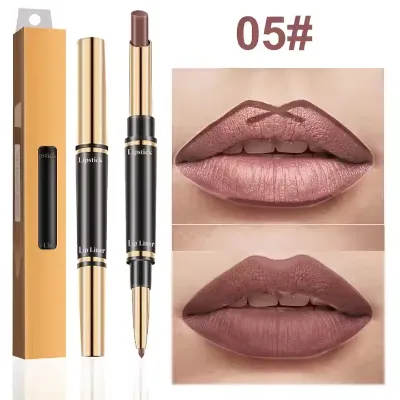 Women's 2-in-1 Automatic Lipstick and Lip Liner Pen Double-Headed Mineral Cream Makeup Cosmetics