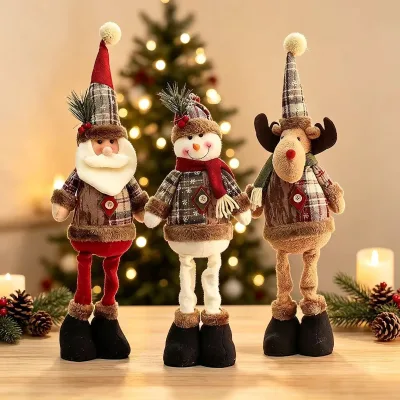 Santa Claus, Snowman, Elk, Telescopic Leg Doll, Christmas Decoration Supplies, Christmas Window Display
