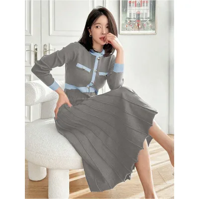 Solid Color Bodycon Long Skirt Elegant Autumn High Waist Design Breathable Knitting Casual Midi Day Leisure OEM Service