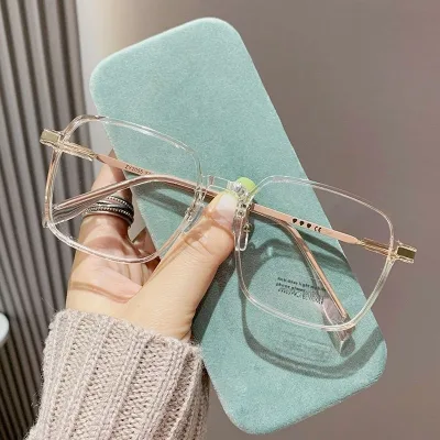 2055-1 Internet Trendy Unisex Anti-Blue Light Glasses Korean Style Slimming Effect for Big Face PC Plain Generous Myopia Glasses