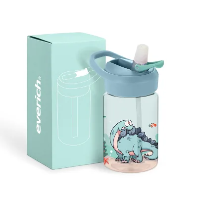 Hot Seller Custom Color Motivational 400ml Transparent Plastic Tritan Drinking Water Bottle with Straw Lid