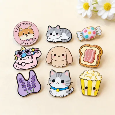 Free Design Metal Pin Badge Manufacture Custom Cartoon Logo Hard and Soft Label Brooch Anime Enamel Lapel Pins for Hat Clothes