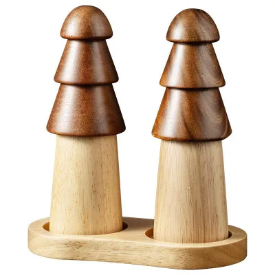 Kitchen-Useable Wooden Tree-Shaped Salt Pepper Spice Mill Sea Salt & Particle Grinder