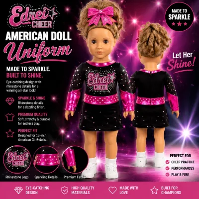 Wholesale 18 Inch Doll Clothes Cheerleading Uniform Set American Doll Costume OEM Factory