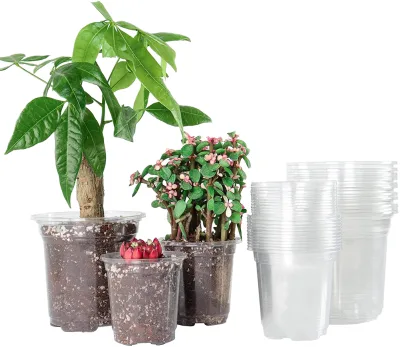 3.5 Inch Durable Plastic Portable Rooting Nursery Pots with Drainage Hole Pot Liner Seed Starting Container