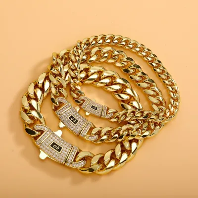 NEW High Quality New Design Retro 8-14mm Hip Hop Micro-inlaid Zircon Cuban Link Chain Bracelet for Men