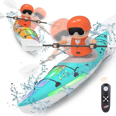 2.4G RC Ship with Colorful LED Light Paddle Propulsion Water Sensing High Speed Remote Control Boat Paddle Kayak