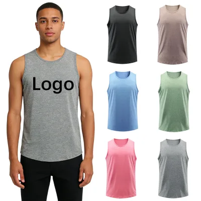 Custom Men's Sports Tank Top-Breathable Quick Dry Solid Smart Casual Summer Gym Fitness Sleeveless Shirt