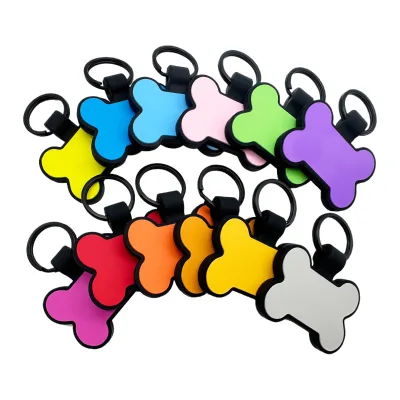 Hot-selling Dog & Cat Brand Multicolor Double-sided Blank Swing Bone Shape Anti-lost Identity Nameplate Pet ID Silicone DogTag