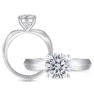 High Polished 1ct 2ct 3ct  4ct Round Cut Moissanite Ring 925 Silver Diamond Engagement Ring Gemstone Wedding Jewelry