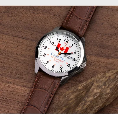 Business Men Quartz Wrist Watch with Leather Band Calendar Display Patterned Design Casual Dress Style Adjustable Buckle