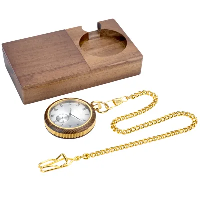 Custom Logo Modern Square Wooden Retro Eco-Friendly Acrylic Detachable Pocket Watch Home Decoration Engraved Crafts Gift Lovers