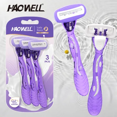 Wholesale Stainless Steel Triple Blade Disposable razor for Women with Pivoting Soap Head Quality for Bathe Economic 3pcs Packed