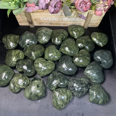 Wholesale Natural Healing Stones Crystal Crafts Love Gemstone Heart Xiuyan Jade Heart for Ornament