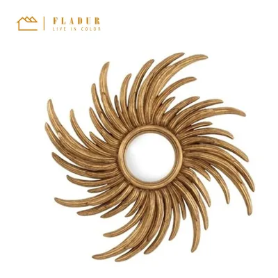 Luxury metal round antique gold frame hanging decorative mirror makeup mirror bathroom mirror living room bedroom