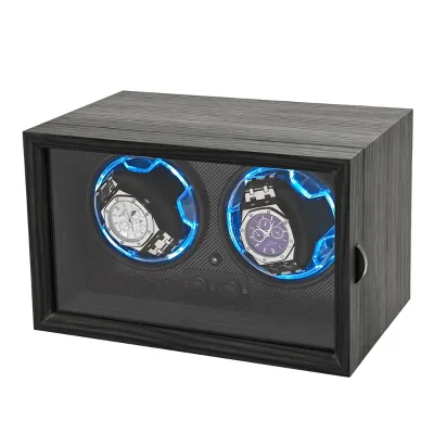 Luxury Custom Logo 2 Slot UK Mechanical Watch Motor Box Active Silent Rotating Watch Winder for Sale