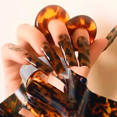 10 Roll Luxury Nail Art Transfer Foil Stickers Amber Stone Marble Paper Slider Nails Water Decal