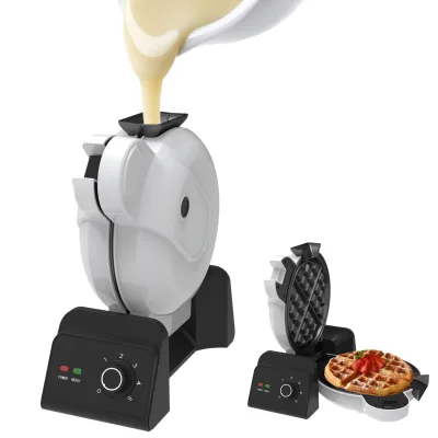 Customized 1000W Fast Heating Electric 7.4 Inch Top-Fill Waffle Iron Mechanical Control Round Classic Belgian Maker Machine