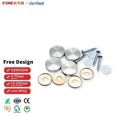 Metric Dia 16-40mm Brushed Stainless Steel Mirror Nail Advertising Decorative Screw Cap Cover Flat Head Standard Thread M4 25mm