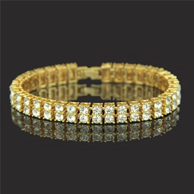 European Fashion Hips Hops 8inch 8mm Double Rows Iced Out Bling Bling Rhinestone Tennis Chain Bracelet