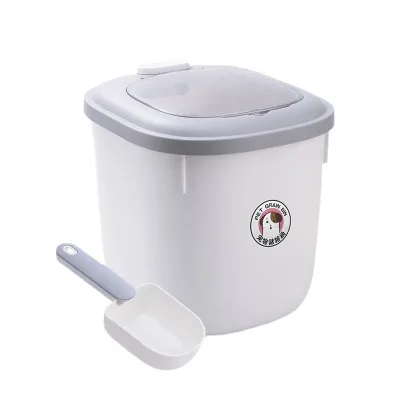 Pet Feeding Food Container Storage Pet Dog Cat Plastic Quadrate Food Storage Container With Measuring Cup for Dog and Cat