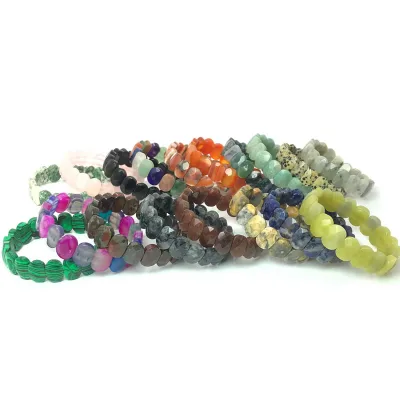 Natural Quartz Stretch Stone Bracelet Healing Energy Gemstone Bead Bracelet Agate Crystal Lapis Lazuli Labradorite Bracelets