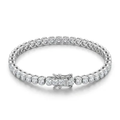 Korean Jewelry Design with Sparkling Round Zircon Stones S925 Silver Minimalist Bracelet for Women Girlfriend Mom Wholesale