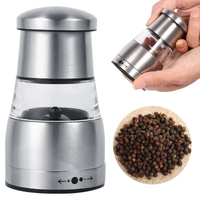 Stainless Steel Portable Mini Grinder Hand Salt and Pepper Grinder for Herbs Pepper Spices Rose Salt Kitchen Grinding Gadget