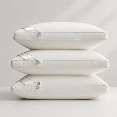Hot-selling Customize Label Breathable Cotton Hypoallergenic Microfiber Filling Double / Queen / king Size Sleeping Pillow