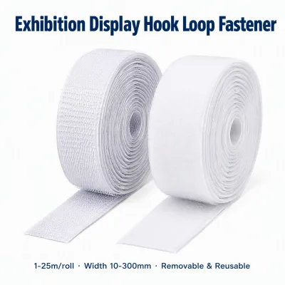 Exhibition Display Hook Loop Fastener, Heavy-Duty Banner Hanging Tape, 1-25m/Roll, 10-300mm