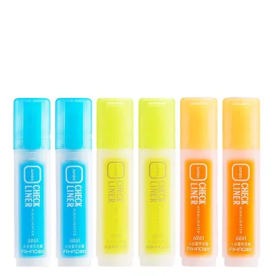 School and Office Eco Eye-Protective Fluorescent Candy Colors Flat Square Shaped Highlighter Pen Set With Customer Logo