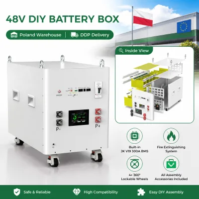 EU Stock 48V 51.2V 628Ah DIY Lithium Battery Box Lifepo4 Battery Metal Case with Fireproof Device MB56 Empty Lithium Battery Box